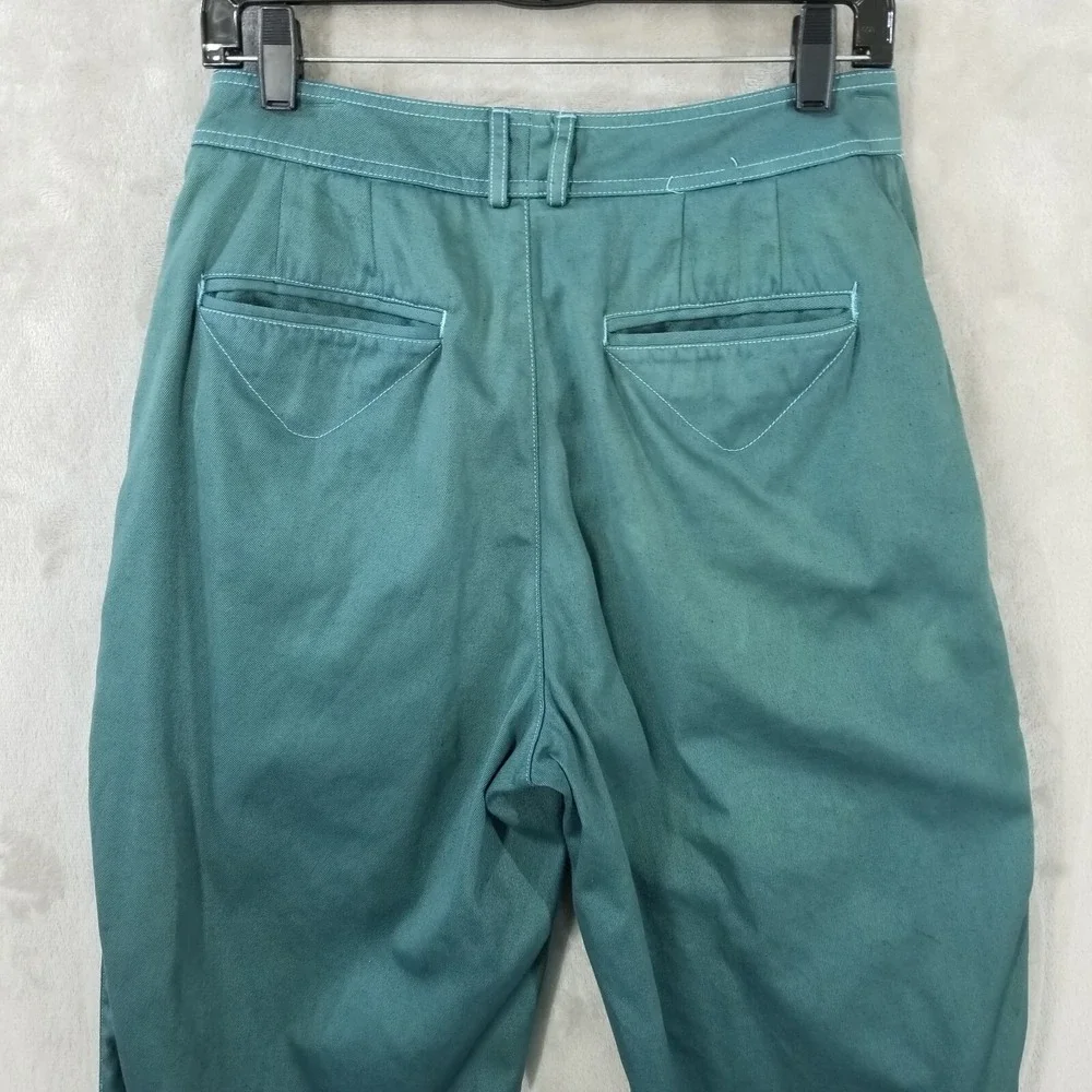 Vtg Jeans Women 28 x 30 Overdyed Pleated High Waisted‎ Tapered Baggy Y2K *Read